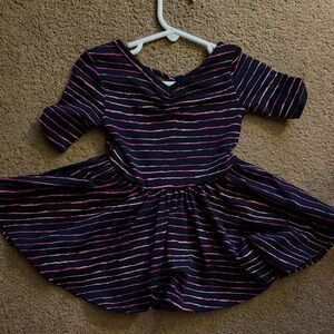 Dot Dot Smile Black Dress with Pink Stripes